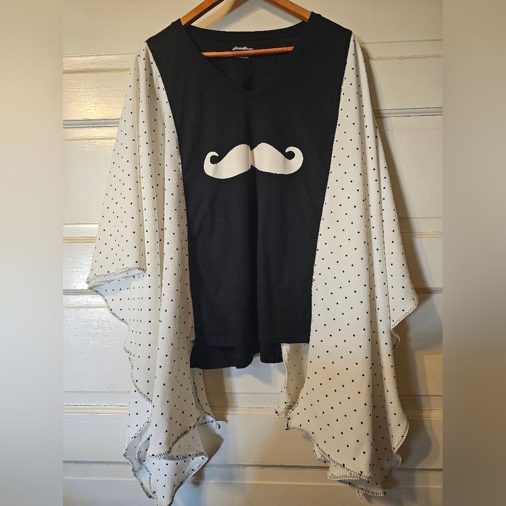 Black and White Moustache Print Top